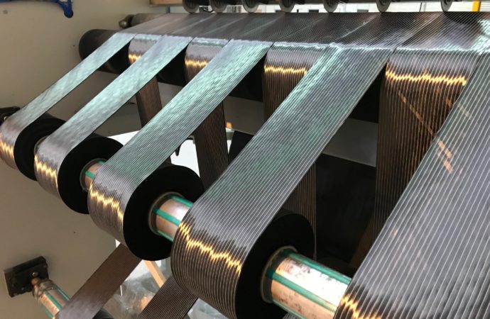 Slitting of carbon/glass tapes